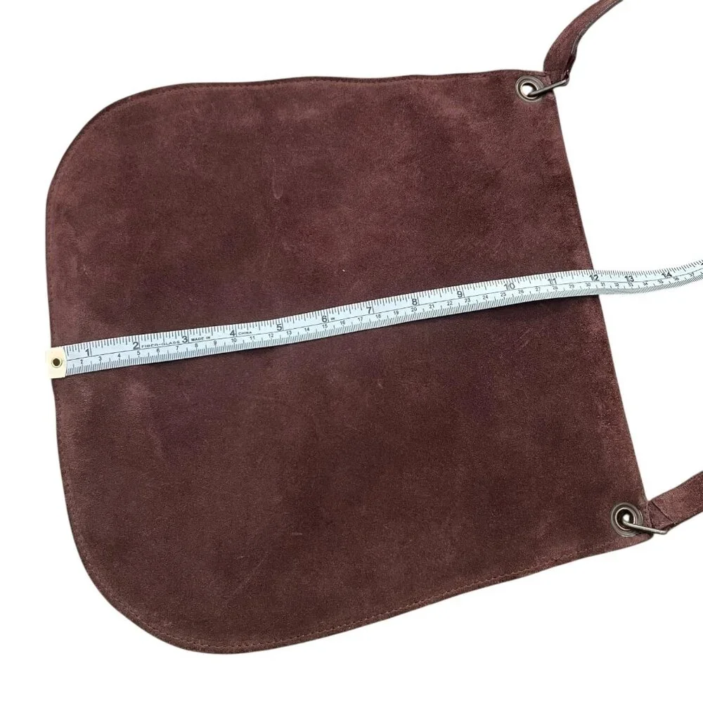 Patrizia Pepe Suede Leather Flap Buckle Crossbody Satchel Brown‎ Western Boho